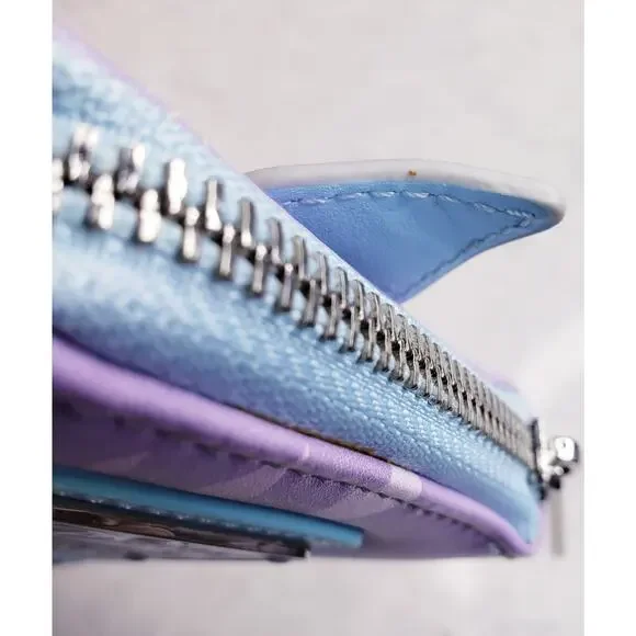 LOUNGEFLY X DISNEY FROZEN Princess Castle Zip Around Wallet Blue White Purple - Picture 12 of 15